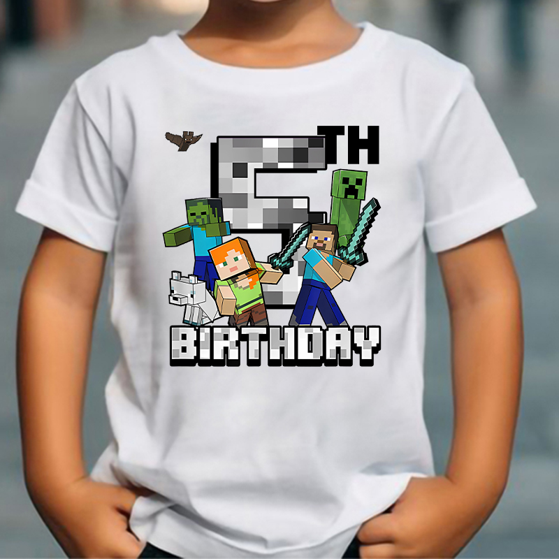 Party Games Summer - Cartoon Cute Minecrafted T-shirt Teenager Birthday